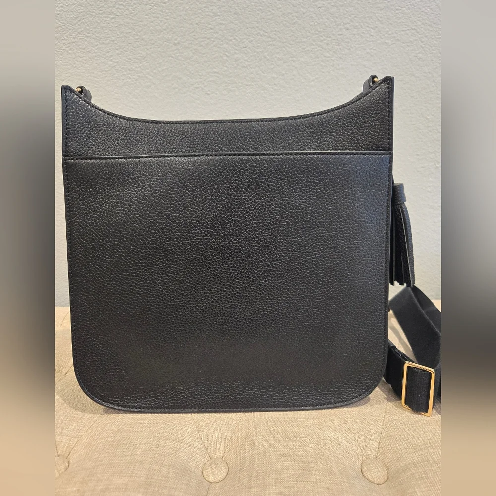 Tory Burch Black Leather Crossbody with Gold-Tone Hardware and Tassel